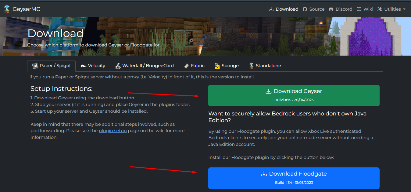 Como Colocar O GeyserMC No Servidor Base De Conhecimento BlazeHosting Como Colocar O GeyserMC No Servidor Base De Conhecimento BlazeHosting